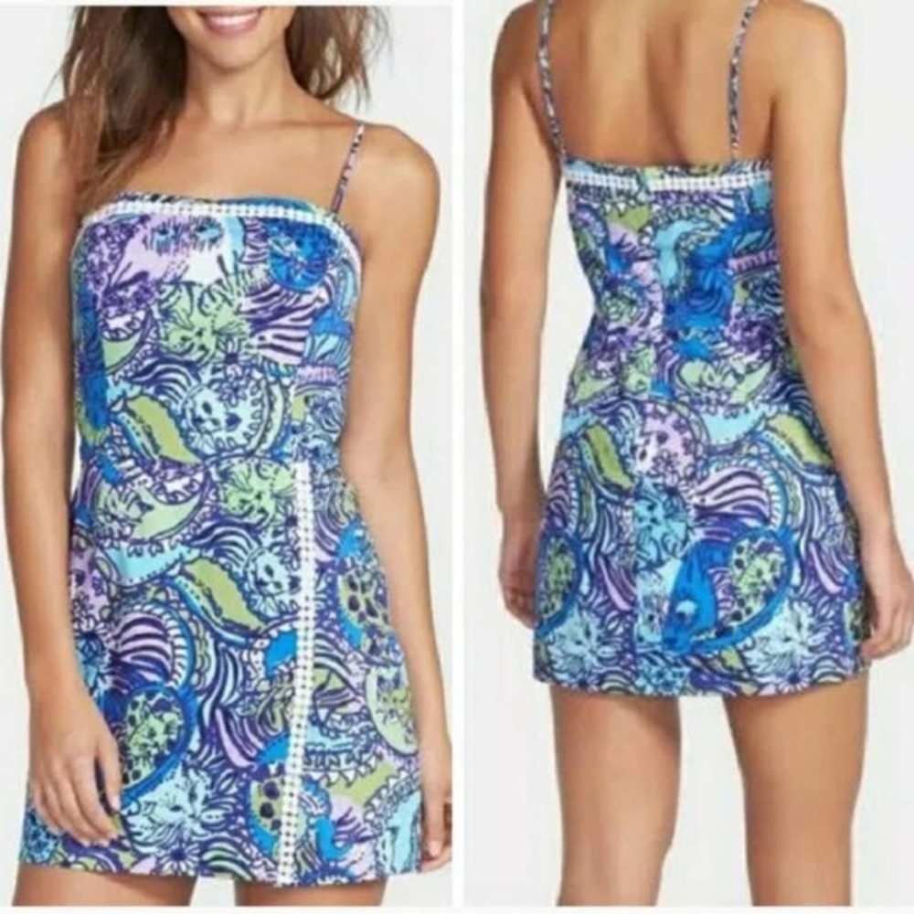 LILLY PULITZER Jesse Romper Cattitude Size 8 Colorful Beach Preppy Summer Skort